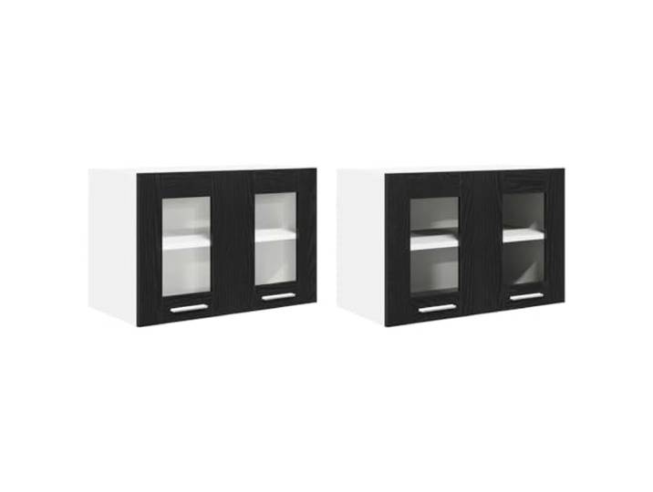 IBUQDDV Hängeschrank 2 Stück Schwarz Eichen-Optik Holzwerkstoff Küchen Aufbewahrung, Wandschrank, Küchenutensilien, Geschirr, minimalistisch, robust, feucht abwischbar