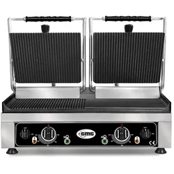 GMG - Doppel-Kontaktgrill - ▲Gerillt ▼Glatt/Gerillt - mit Grillplatten aus Gusseisen, Fettauffangschale und Temperaturregelung 50° - 300° C