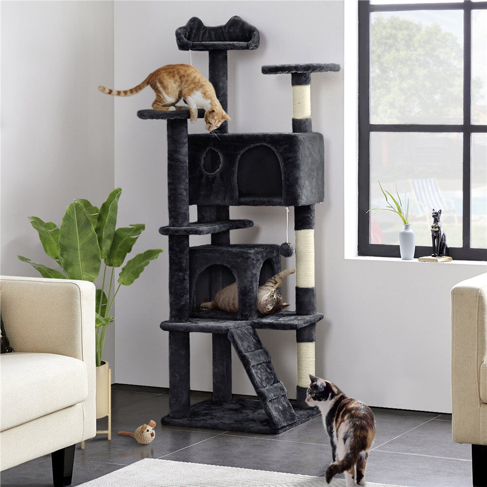 Yaheetech Cat Tree Black 158cm H x 49cm W x 49cm D