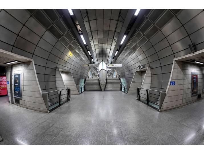 Fototapete PAPERMOON Bahn Station , bunt, B:4m L:2,6m, Vlies, Tapeten, Fototapete