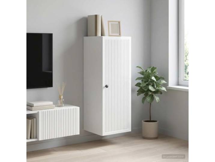 Wandschrank Hochglanz Weiß 33 x 34,5 x 90 cm Holzwerkstoff Wohnzimmer Strapazierfähiger Holzwerkstoff, platzsparendes Design, pflegeleichte Oberfläche, vielseitige Regale