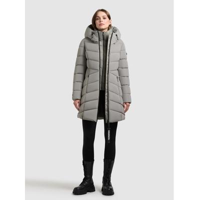 Steppmantel KHUJO "DIER 2IN1 (EINSATZ HERAUSNEHMBAR)", Damen, Gr. XXL, witcher grün, 100% Polyester, unifarben, regular fit hüftlang, eingesetzt elastischer Bund mit Windstopper, Mäntel Steppmantel
