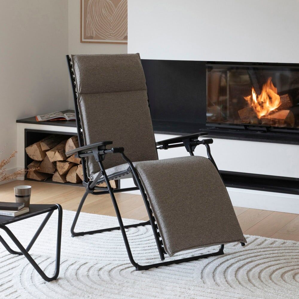 LAFUMA MOBILIER Ensemble fauteuil relax et porte gobelet en acier gris Gris 85x114x71cm
