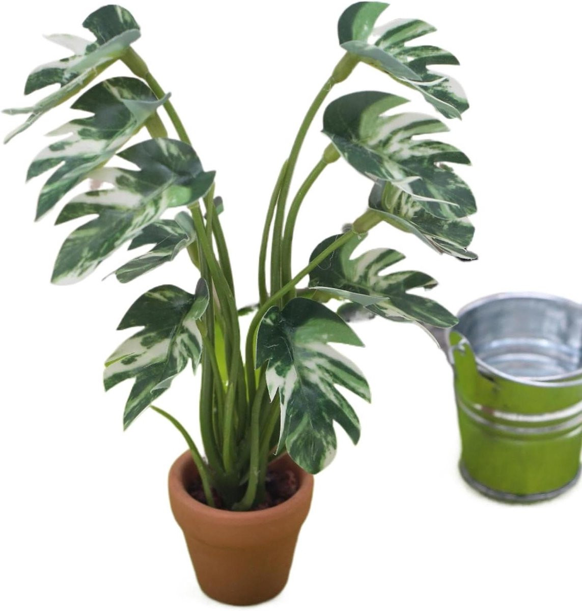 Groene kleine kunstplant in pot, UV-bestendig, 8 x 17 cm