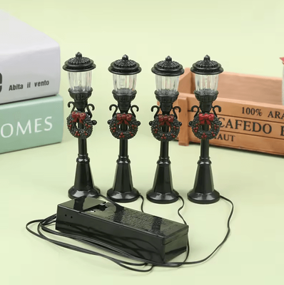 Inspire Curations 4Pcs Mini Christmas Street Lights Dollhouse Lamp Posts For Fairy Gardens & Village Displays a022