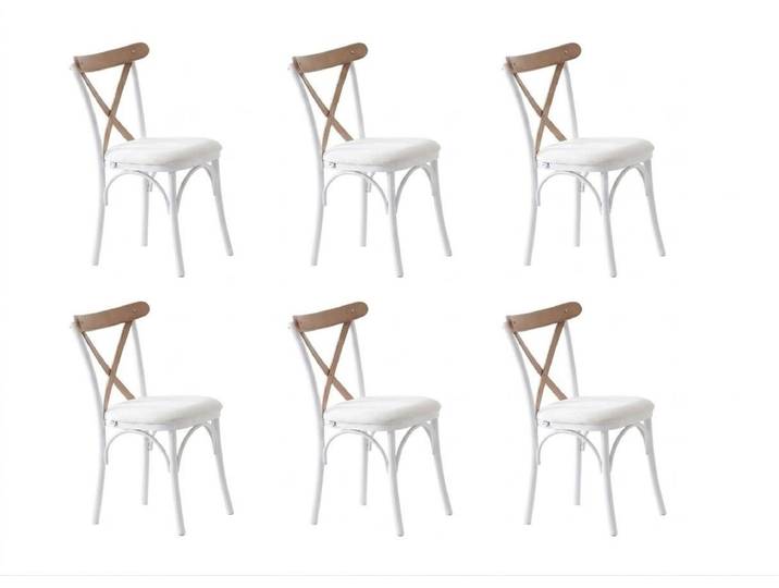 JVmoebel Esszimmerstuhl Stuhl-Set 6x Stuhl Weiß Bequem Modern Stilvoll Weich Klassisch, Made in Europa
