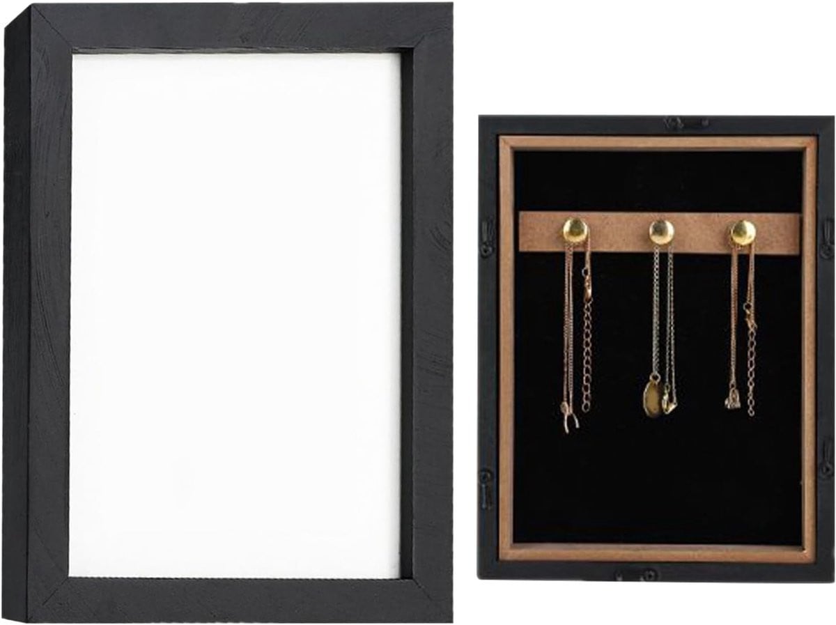 Zwarte decoratieve fotolijst met geheim compartiment voor veilige opslag, 18 x 4 cm
