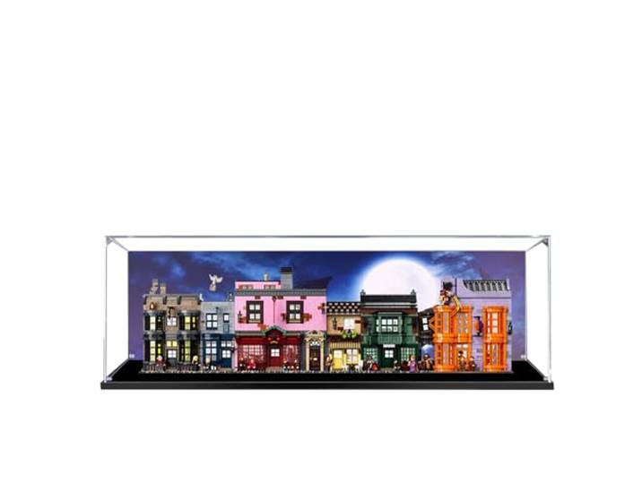 Acryl-Vitrine für Lego 75978 Diagon Alley Bauset, klare Vitrine, staubdichte Vitrine, kompatibel mit Lego 75978 (nur Vitrine) (Hintergrund)
