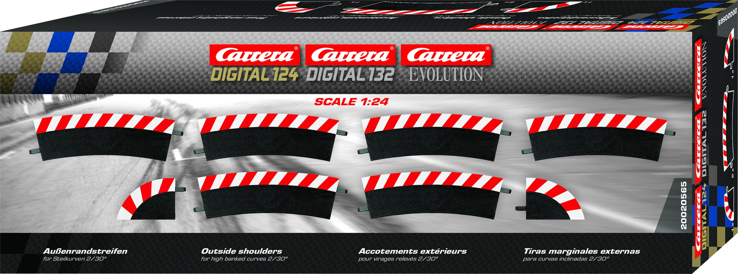 Carrera Digital 124 Außenrandstreifen für Steilkurve 2/30° (6), Endstücke (2)