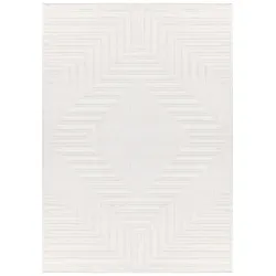 Teppich Wohnzimmer 3D-Effekt Pflegeleicht Waschbar Strapazierfähig Schlafzimmer OEKO-TEX Creme 120x170 cm – ILLER von Kadima Design