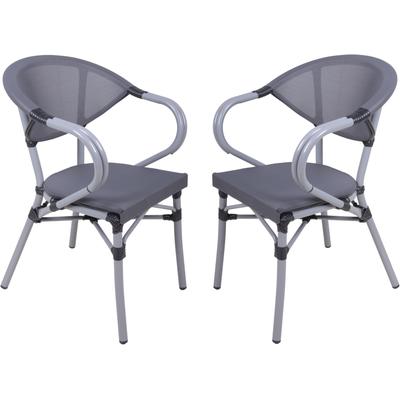 Stapelstuhl GARDEN PLEASURE "TOSKANA", schwarz (schwarz, grau, hellgrau, hellgrau, grau), B:58cm H:82cm T:55cm, Aluminium, Kunststoff, Stühle, Stapelstuhl, 2er Set