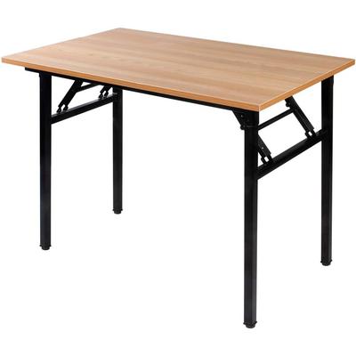 Konferenztisch, Klapptisch 120x60 cm, Schreibtisch, Robust Metallrahmen, Teak und Schwarz