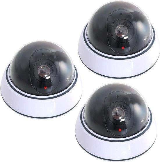 Dummy Camera Set Wit - 3 Stuks met Knipperend LED Licht voor Beveiliging en Diefstalpreventie