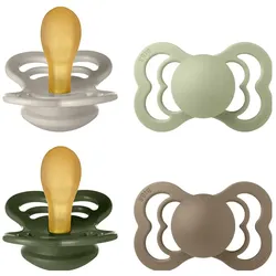 Bibs, Nuggi, - Pacifier Supreme - Sand/Sage/Hunter Green/Dark Oak - Size 2 (4x, 6 - 18 Monate)