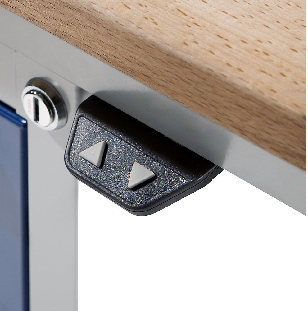 Arbeitstisch, elektrisch höhenverstellbar - Tragkraft 150 kg, Stahlblechplatte, Höhe 720 - 1120 mm, BxT 750 x 800 mm RAU