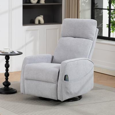 Velvet 270° Swivel Glider Rocker Recliner Chair with Heat and Massage