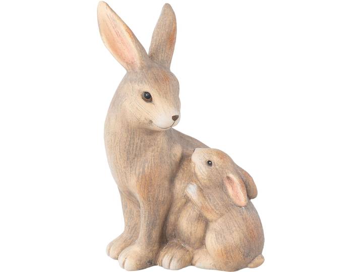 Osterhase CREATIV HOME Hase mit Kind , braun, B:15cm H:25cm T:13cm, Keramik, Dekofiguren, Osterhase, mit niedlichen Gesichtern