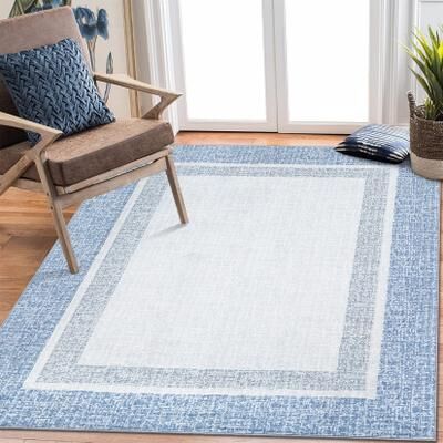 Garvee Washable Modern Border Low Pile Non Slip Area Rug