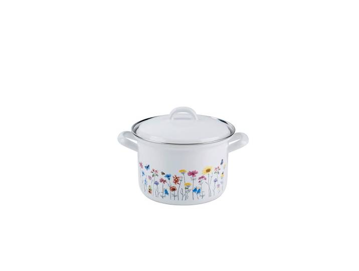 Riess Fleischtopf Flora, Weiß, Metall, 1.5 l, 11.5 cm, backofengeeignet,backofengeeignet, Kochgeschirr, Töpfe, Kochtöpfe