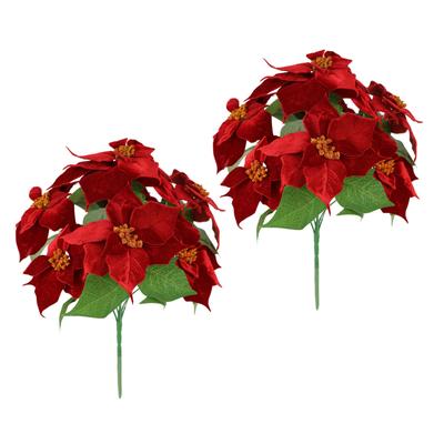 Kunstblumenstrauß I.GE.A. "Samt-Poinsettiabouquet", rot, B:31cm H:44cm L:31cm, Polyester, Kunstpflanzen, Weihnachtsstern aus Samt Kunstblume Weihnachtsdeko Adventsstern