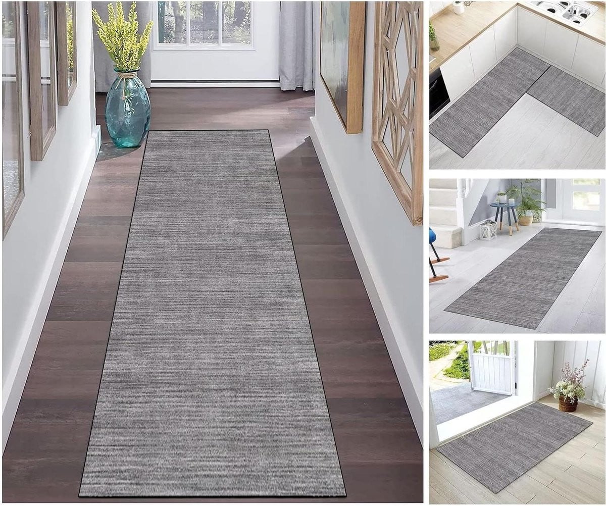 Donkergrijs gangtapijt loper als keuken vloerkleed met antislip onderkant per meter