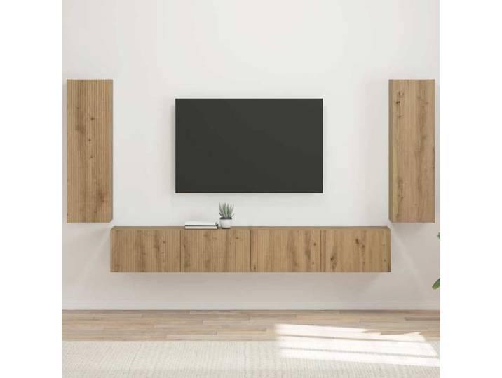 2 Parcel - MEUBLE - Ensemble de ARMOIRE TV mural Montage mural 4 pcs Chêne artisanal_2 ans garantie_02_3523