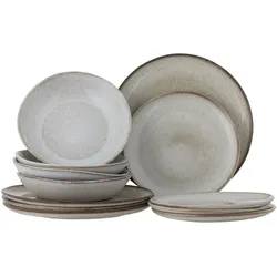 Bloomingville Sandrine Geschirrset aus Steingut, 4x3 Teile, natur
