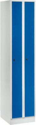 Raumspargarderobe, Abteilbreite 200 mm, abschließbar, 2 Abteile, enzianblau