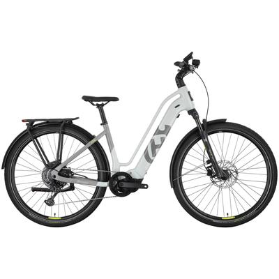 E-Bike HUSQVARNA E-BICYCLES "E-Trekkingbike Grand Pather 4" Gr. 45, grau (grau, dunkelgrau matt, schwarz), Elektrofahrräder, 45cm, 28 Zoll (71,12cm), Pedelec, Elektrofahrrad für Herren