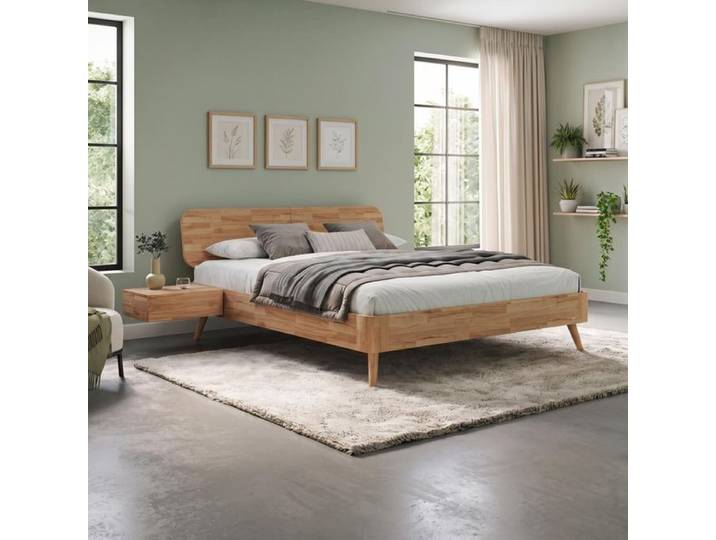 Bett Levico Kernbuche Massivholz 160x200cm Mit Kopfteil