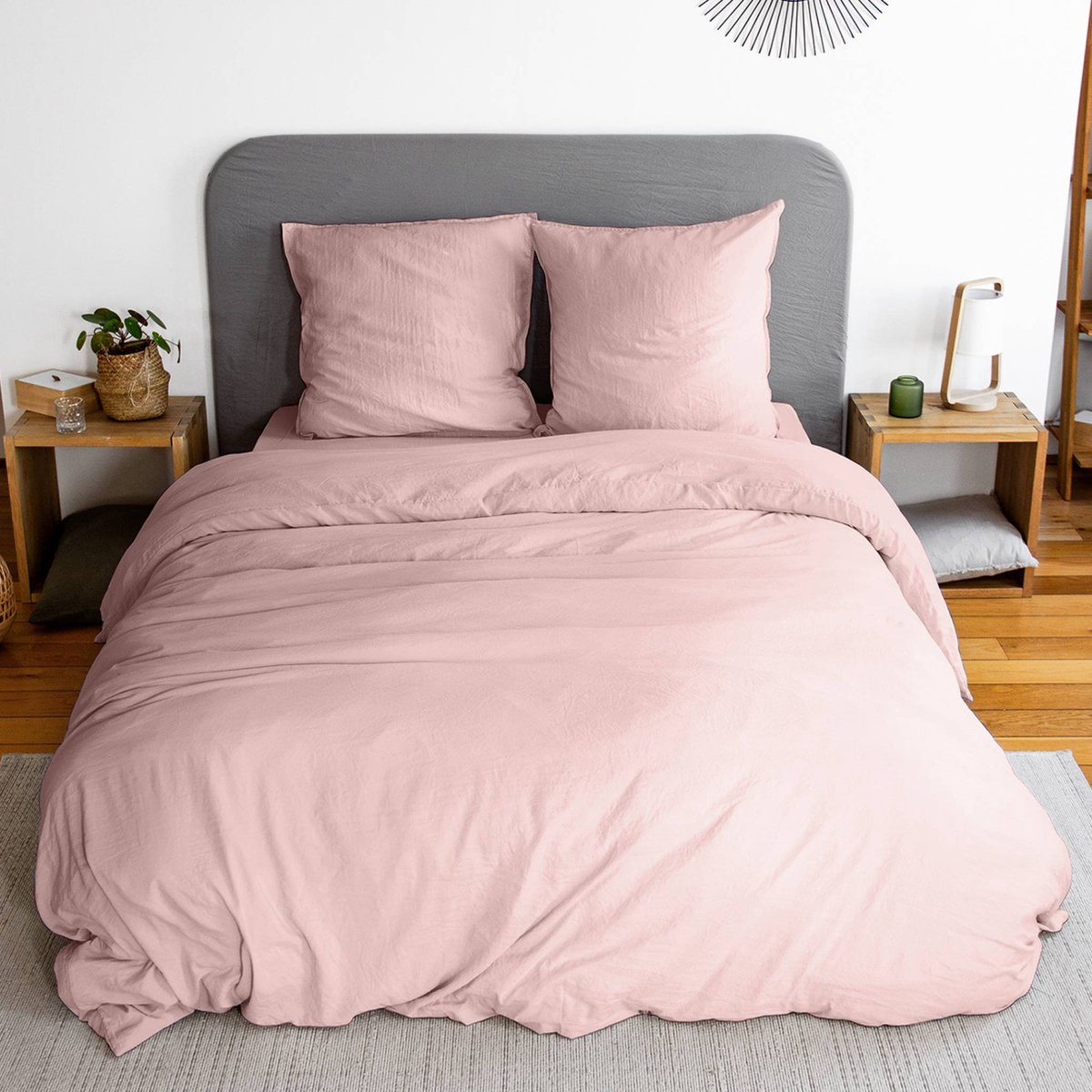 Sweek Luna beddengoedset voor 2 personen in poederroze microvezel