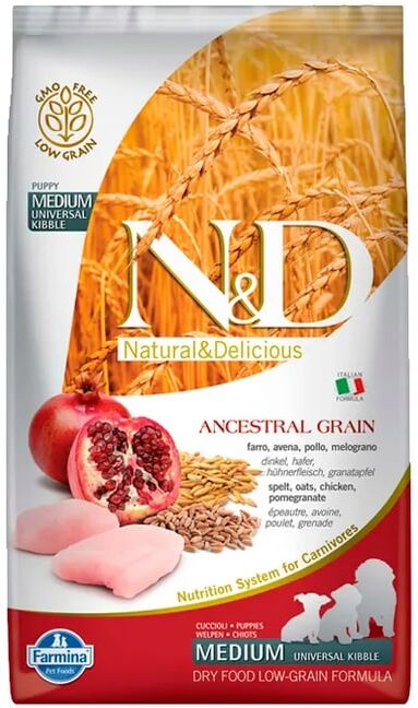 Farmina Ração Cão Puppy Medium Maxi ND Ancestral Frango Aveia Romã 2.5 Kg