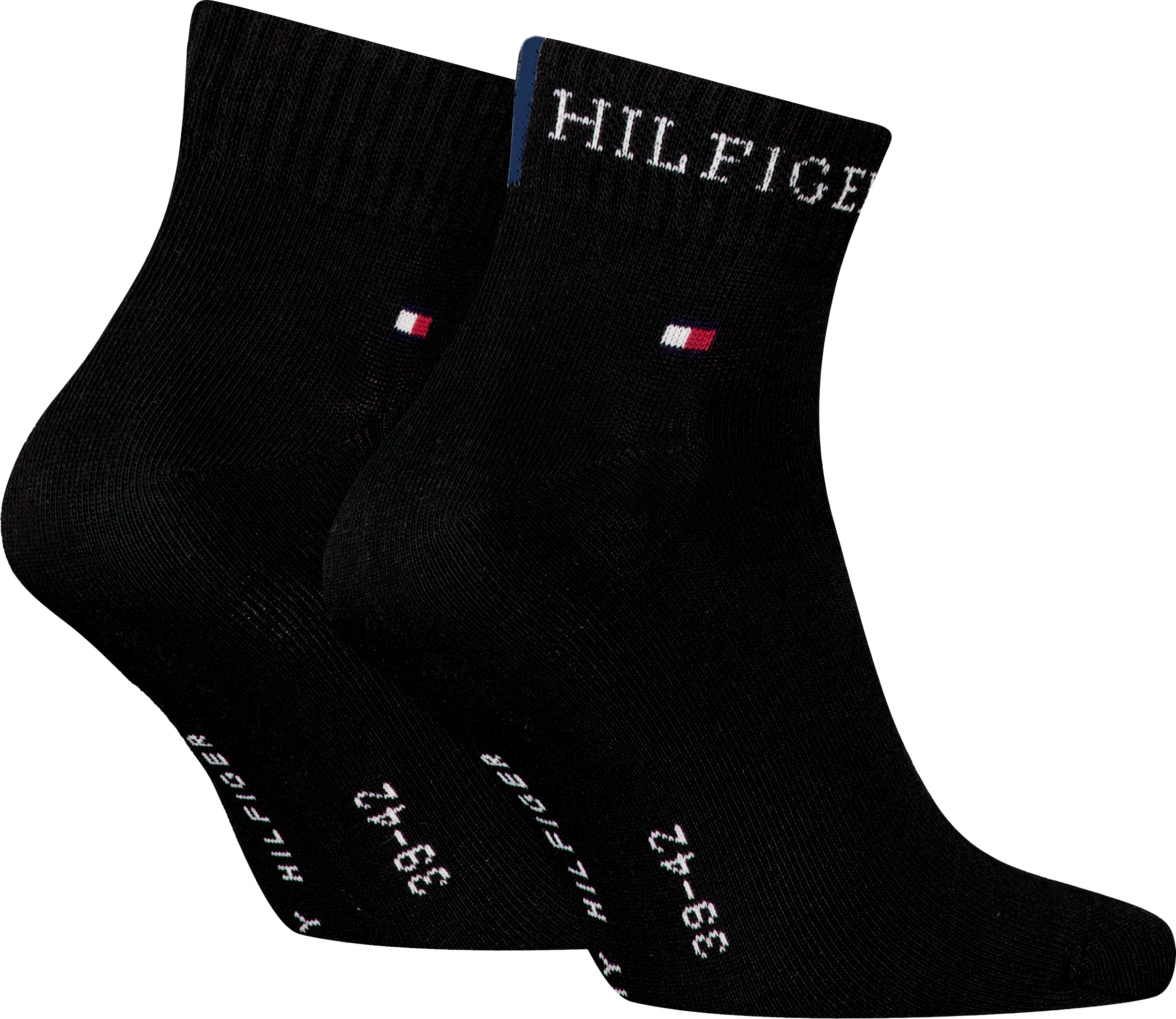 Tommy Hilfiger "TH MEN QUARTER 2P HILFIGER TAB" 2 Paar, Logo-Flag und Schriftzug schwarz 43-46