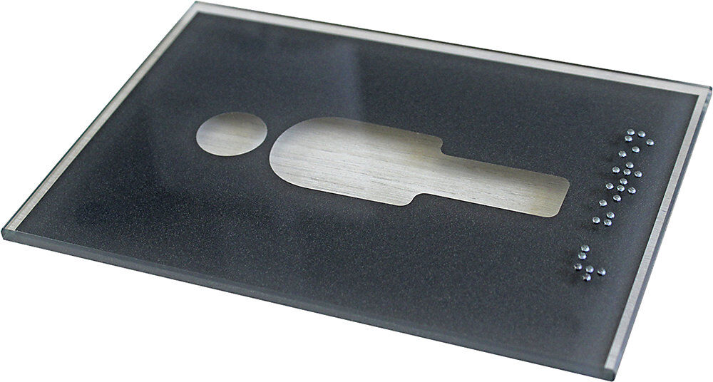 Türschild Piktogramm WC, Braille, HxB 148 x 105 mm, selbstklebend, Herren kaiserkraft