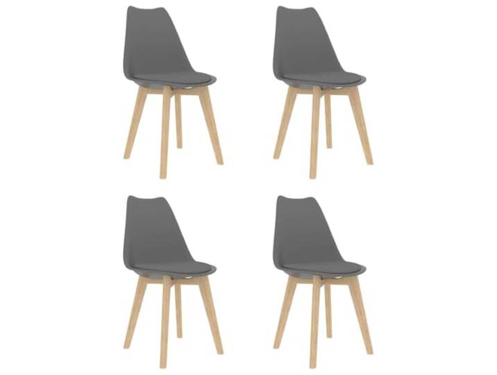 KUTYWEXFM Esszimmerstühle 4er Set Grau Skandinavisch Polsterstuhl Ergonomische Schalenstühle mit Kunstlederkissen und Massivholzbeinen für Küche, Esszimmer und Wartezimmer.
