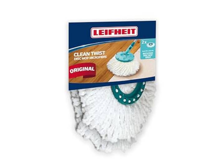 Leifheit Ersatzkopf Clean Twist Disc Mop, Mikrofaser, 2er Set