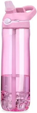 Cozy Casa Charm Portable Sports Water Bottle With Straw BPA Free Transparent Plastic Drinkware For Camping Hiking And Outdoor pink