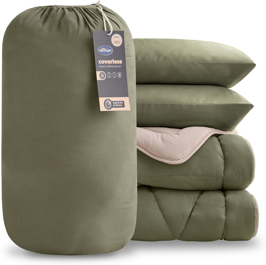 Silentnight Luxury Washed Coverless 10.5 Tog Duvet and Pillowcase Green Double Duvet Cover + 2 Standard Pillowcases