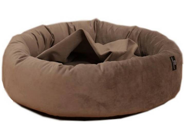 Hundebett, Taupe, Uni, Füllung: Polyester, 68x18x68 cm, Bezug abnehmbar, Bezug abnehmbar und waschbar, weich gepolstert, rutschfeste Unterseite, besonders weich, Freizeit & Co, Tierbedarf, Hundebetten
