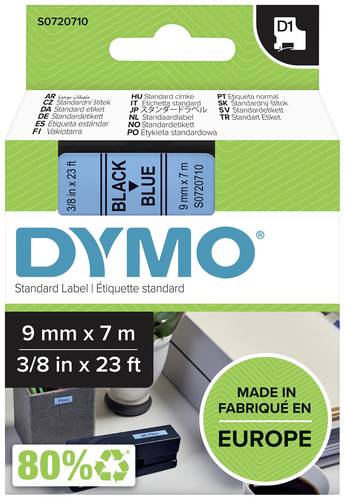 Schriftband DYMO D1 40916 Bandfarbe: Blau Schriftfarbe:Schwarz 9 mm 7 m