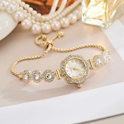 Youfap Market Fashion Ladies Quartz Wristwatch, Elegant Rhinestone Women Watches, Girls Bracelet Strap Gift Clock gold