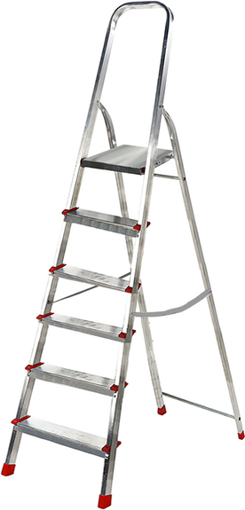 AgriEuro Premium Échelle en aluminium avec tréteau Alice 6, 6 marches, 1,93 m