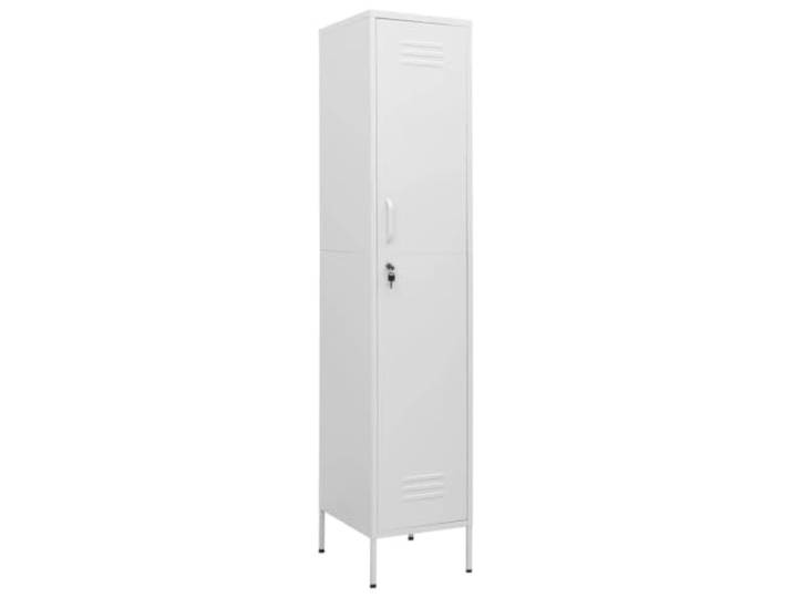 KLGBNCVE Schließfachschrank Weiß 35x46x180 cm Stahl Stahl,4 Einlegeböden,Schlösser,Stellfüße,Büro,Aufbewahrung,Kleidung,Schuhe,Bücher,Unterlagen,modern