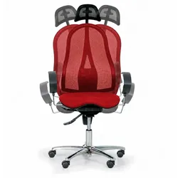 Orthopädischer Bürostuhl EXETER NET mit Kopfstütze, rot