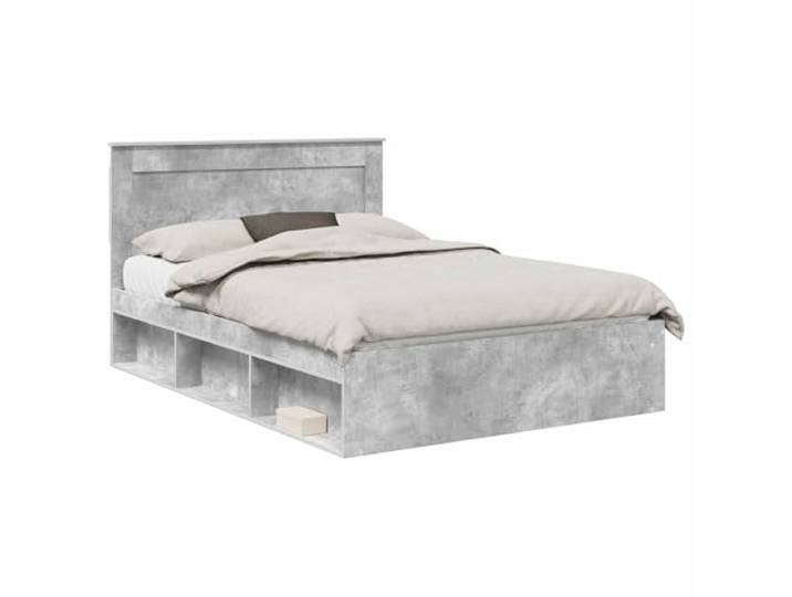 PUGYNBK Beton Bettgestell 160 x 200 cm Kiefer massiv Fester Lattenrost, Kopfteil aus massivem Kiefernholz, einfache Reinigung, robust und langlebig