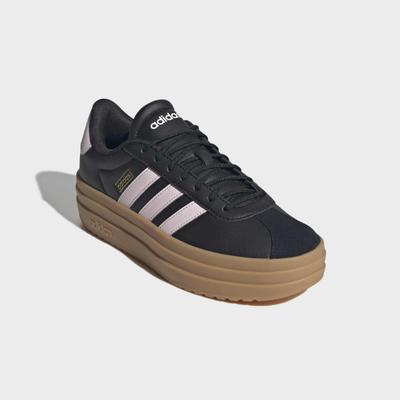 Plateausneaker ADIDAS SPORTSWEAR "VL COURT BOLD", Damen, Gr. 36, schwarz (core schwarz, distilled pink, gold metallic), Leder, Synthetik, Schuhe Plateausneaker, Topseller
