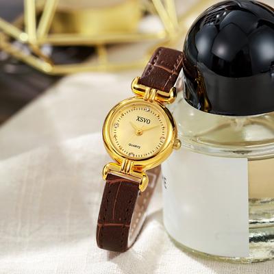 Friendly Fresh Finds Simple Quartz Belt Watch With Small Dial And Drill Point Scale coffee