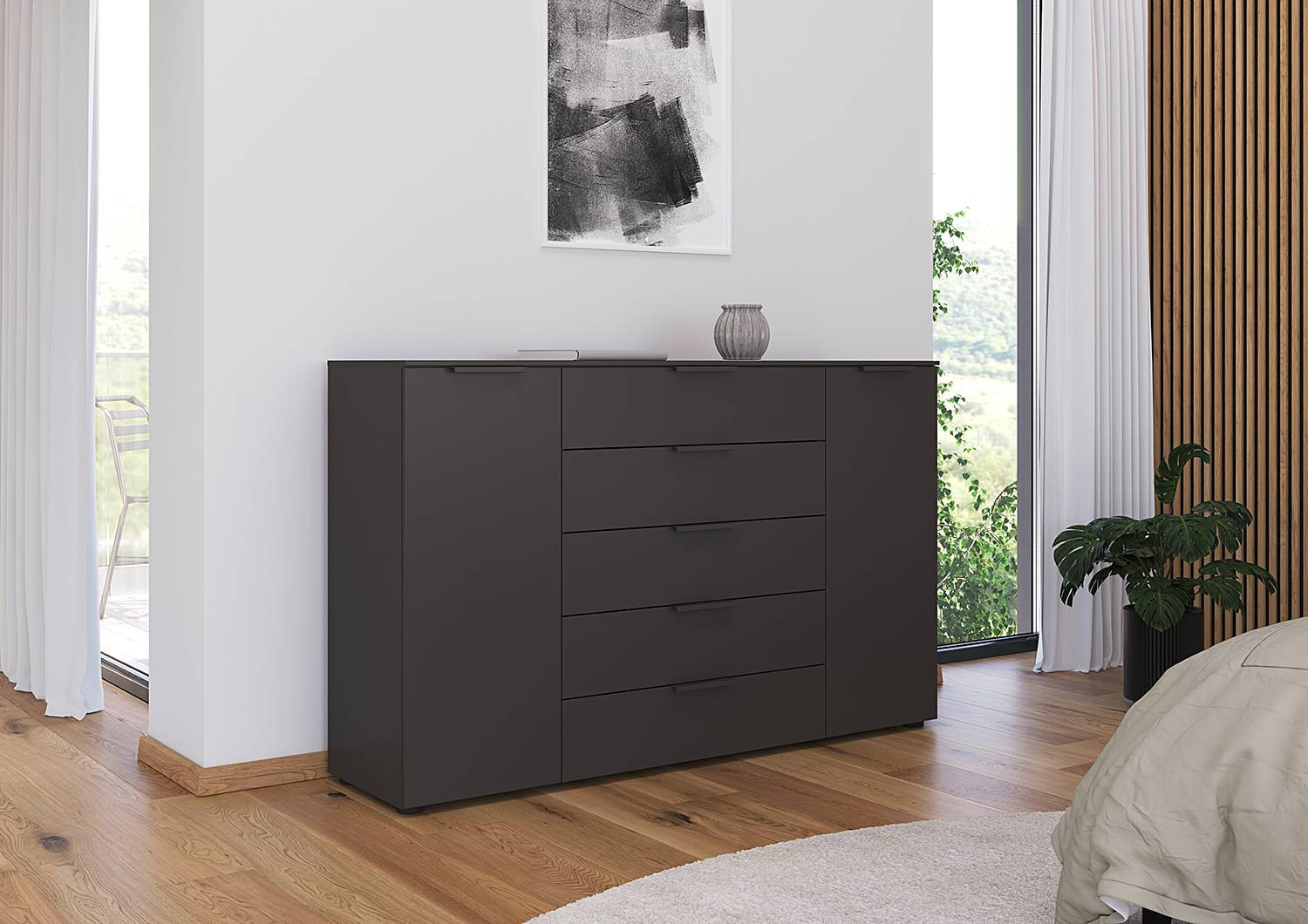 home24 Dressoir Flipp 160cm grijs/grafietkleurig