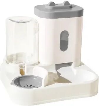 Quick Pick Pro Cat Water Fountain Double Pet Bowl With Automatic Water Dispenser gray