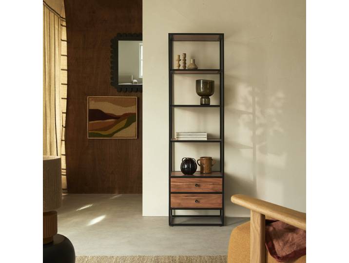 Hochschrank aus massiver Akazie und Metall Metal & wood - Natur - Acacia